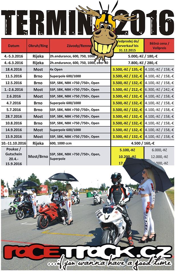 Agentúra Racetrack.cz zverejnila termíny pre rok 2016
