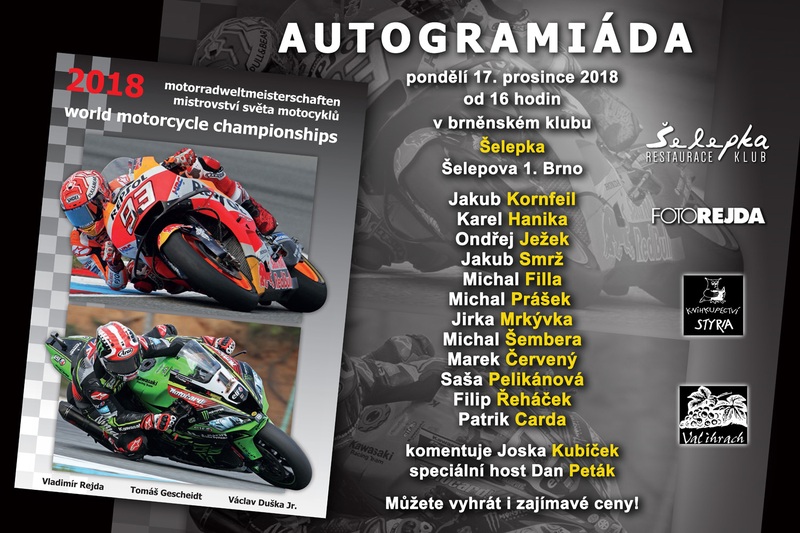 Křest knihy MS motocyklů 2018 a autogramiáda v Brně