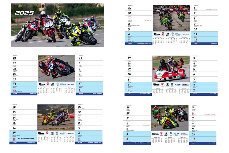 Stolový kalendár z motocyklových pretekov na Slovensku