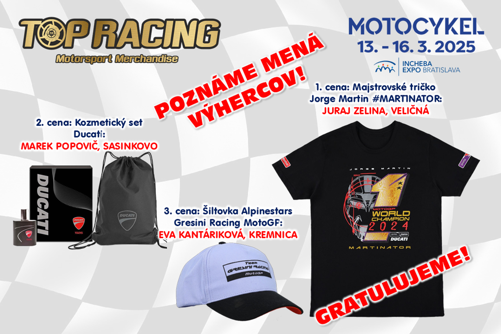 Vyhodnotenie súťaže spoločnosti TOP RACING a portálu RoadRacing.sk