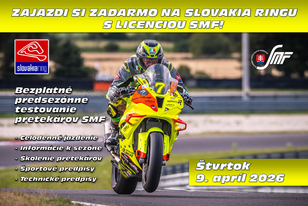 Bezplatné testovanie pretekárov SMF bude na Slovakia Ringu 9. apríla